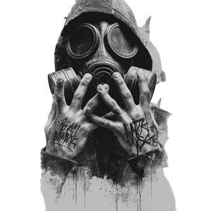 Gritty Gas Mask Vinyl Car Decal Sticker – Waterproof & UV-Resistant 3.4133333333333336"