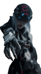 Cyberpunk Gun Gesture Vinyl Car Decal Sticker – Waterproof & UV-Resistant 9.706666666666667"