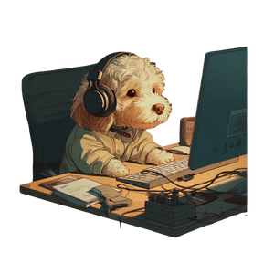 Typing Puppy Vinyl Car Decal Sticker – Waterproof & UV-Resistant 6.826666666666667"