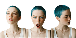 Rebellious Blue-Haired Woman Vinyl Car Decal Sticker – Waterproof & UV-Resistant 5.12"