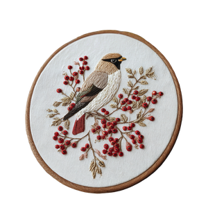 Cottagecore Bird Embroidery Vinyl Car Decal Sticker – Waterproof & UV-Resistant 3.4133333333333336"