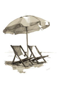 Beach Chairs Under Umbrella Vinyl Car Decal Sticker – Waterproof & UV-Resistant 8.96"