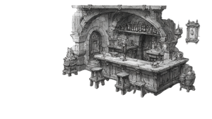 Fantasy Tavern Counter Vinyl Car Decal Sticker – Waterproof & UV-Resistant 5.4