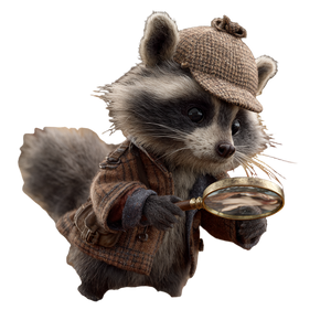 Sherlock Raccoon Detective Vinyl Car Decal Sticker – Waterproof & UV-Resistant 3.4133333333333336"