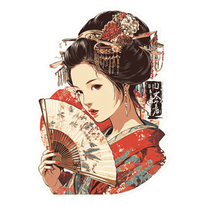 Geisha Sticker Vinyl Car Decal Sticker – Waterproof & UV-Resistant 6.826666666666667"