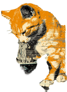 Cat Eating Ramen V17 Vinyl Car Decal Sticker – Waterproof & UV-Resistant 4.266666666666667"