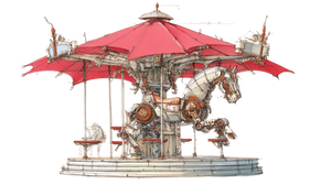 Umbrella Carousel Horse Vinyl Car Decal Sticker – Waterproof & UV-Resistant 5.4