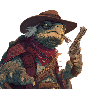 Gunslinger Tortle Vinyl Car Decal Sticker – Waterproof & UV-Resistant 3.4133333333333336"