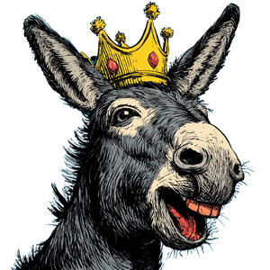 Crowned Smiling Donkey V3 Vinyl Car Decal Sticker – Waterproof & UV-Resistant 3.4133333333333336"