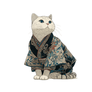 Kimono Cat Illustration Vinyl Car Decal Sticker – Waterproof & UV-Resistant 6.826666666666667"