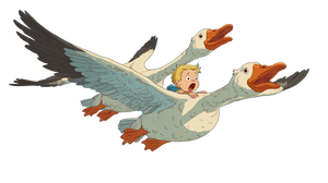 Geese Carrying Boy Vinyl Car Decal Sticker – Waterproof & UV-Resistant 5.4