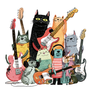 Musical Cats Drawing Vinyl Car Decal Sticker – Waterproof & UV-Resistant 3.466666666666667"