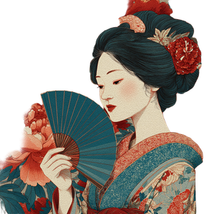 Geisha With Fan V6 Vinyl Car Decal Sticker – Waterproof & UV-Resistant 3.4133333333333336"