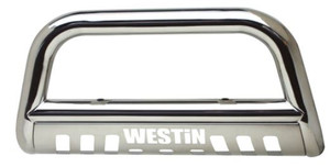 Upgrade Your Toyota Tundra & Sequoia | Westin Bull Bar: Polished Stainless Steel, 3" Tube, Light Mounts, Skid Plate