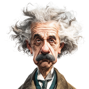 Caricature Einstein V2 Vinyl Car Decal Sticker – Waterproof & UV-Resistant 3.4133333333333336"