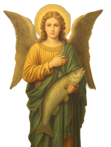 Angel Holding Fish Vinyl Car Decal Sticker – Waterproof & UV-Resistant 8.213333333333333"