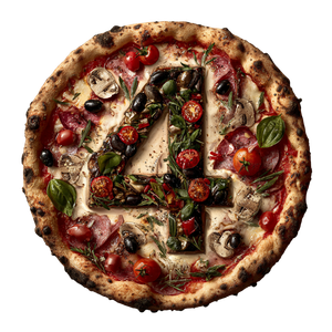 Number Four Pizza Vinyl Car Decal Sticker – Waterproof & UV-Resistant 3.4133333333333336"