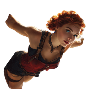 Red-Haired Trapeze Artist Vinyl Car Decal Sticker – Waterproof & UV-Resistant 3.4133333333333336"