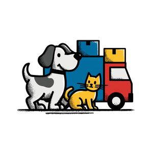 Moving Pets Illustration Vinyl Car Decal Sticker – Waterproof & UV-Resistant 3.4133333333333336"