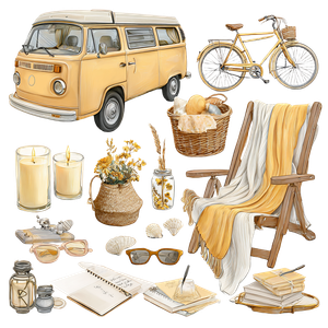 Summer Lifestyle Clipart Vinyl Car Decal Sticker – Waterproof & UV-Resistant 6.826666666666667"