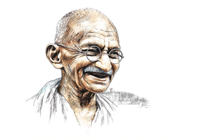 Gandhi Illustration Vinyl Car Decal Sticker – Waterproof & UV-Resistant 2.986666666666667"