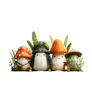 Cute Mushroom Creatures Vinyl Car Decal Sticker – Waterproof & UV-Resistant 3.4133333333333336"