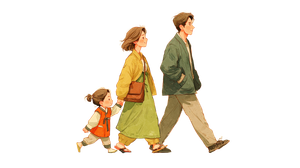 Korean Family Walk Vinyl Car Decal Sticker – Waterproof & UV-Resistant 5.4