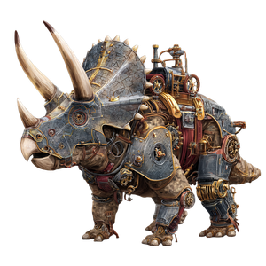 Steampunk Triceratops Construct Vinyl Car Decal Sticker – Waterproof & UV-Resistant 3.4133333333333336"