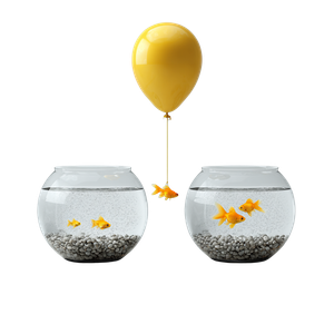 Goldfish Balloon Scene Vinyl Car Decal Sticker – Waterproof & UV-Resistant 3.4133333333333336"