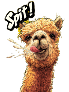 Spitting Alpaca Cartoon Vinyl Car Decal Sticker – Waterproof & UV-Resistant 8.213333333333333"