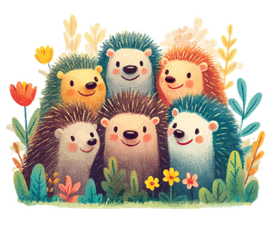 Joyful Porcupine Gathering Vinyl Car Decal Sticker – Waterproof & UV-Resistant 6.613333333333333"