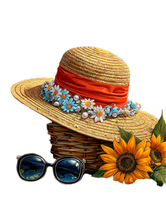 Seaside Straw Hat Vinyl Car Decal Sticker – Waterproof & UV-Resistant 4.16"