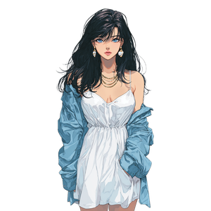 Anime Woman Illustration V7 Vinyl Car Decal Sticker – Waterproof & UV-Resistant 3.4133333333333336"