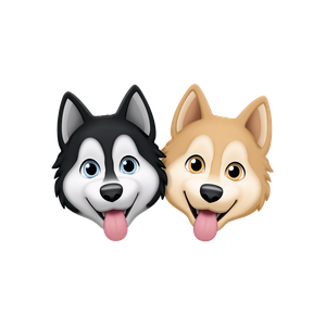 Husky Pair Emoji Vinyl Car Decal Sticker – Waterproof & UV-Resistant 3.4133333333333336"