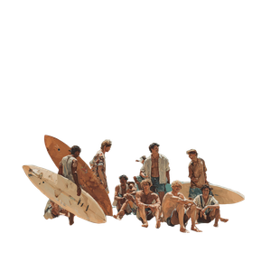 Surfer Dudes Beach Vinyl Car Decal Sticker – Waterproof & UV-Resistant 3.4133333333333336"