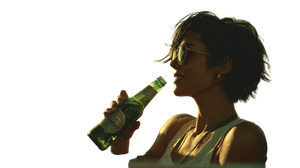 Woman Drinking Beer V2 Vinyl Car Decal Sticker – Waterproof & UV-Resistant 2.72"