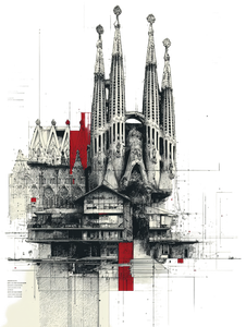 Sagrada Família Drawing Vinyl Car Decal Sticker – Waterproof & UV-Resistant 8.213333333333333"