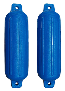 2x Taylor Made Boat Fender | Storm Gard Ribbed Cylinder | 6-1/2 Inch x 22 Ft | Mid Atlantic Blue | Reinforced Eyelets | Marine Applications