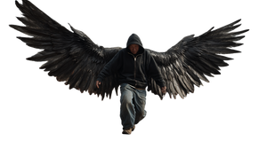 Winged Man Struggling Vinyl Car Decal Sticker – Waterproof & UV-Resistant 2.72"