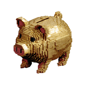 Retro Gold Piggy Vinyl Car Decal Sticker – Waterproof & UV-Resistant 3.4133333333333336"