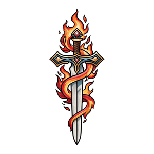 Flaming Sword Clipart Vinyl Car Decal Sticker – Waterproof & UV-Resistant 3.4133333333333336"