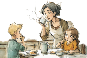 Morning Family Breakfast Vinyl Car Decal Sticker – Waterproof & UV-Resistant 2.986666666666667"