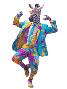 Dancing Zebra Suit Vinyl Car Decal Sticker – Waterproof & UV-Resistant 4.1066666666666665"