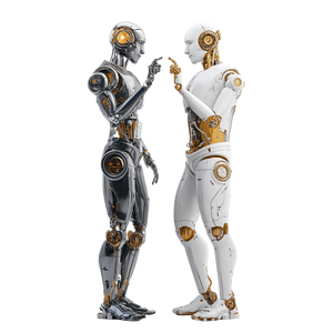 Robotic Avatars Interacting Vinyl Car Decal Sticker – Waterproof & UV-Resistant 3.4133333333333336"
