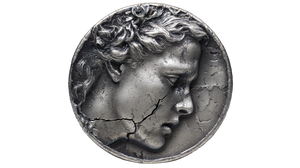 Distressed Silver Coin Vinyl Car Decal Sticker – Waterproof & UV-Resistant 5.4