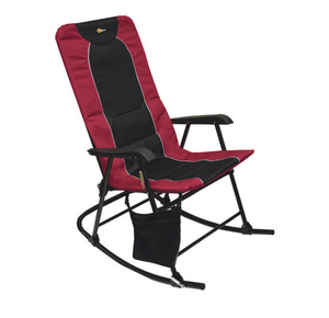 Dakota Rocking Camping Chair | Comfortable Padding | 300 lb Capacity | Foldable & Lightweight | Burgundy/Black Design
