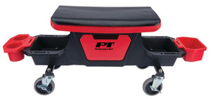 Heavy Duty Mechanic Stool | Red/Black 300 lb Capacity | ABS/Steel Frame | 4 Wheels & Tool Tray