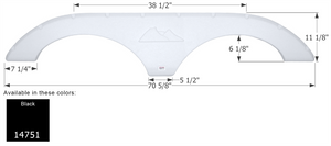 Icon Fender Skirt 14751 Tandem Axle; Fits Various Keystone Brands Including Cougar; 70-5/8 Inch Length x 11-1/8 Inch Height; Black; ABS Plastic; Tandem; Single; Use Measurements To Determine Proper Fitment Before Ordering Icon Fender Skirt 14751 Tandem Axle; Fits Various Keystone Brands Including Cougar; 70-5/8 Inch Length x 11-1/8 Inch Height; Black; ABS Plastic; Tandem; Single; Use Measurements To Determine Proper Fitment Before Ordering