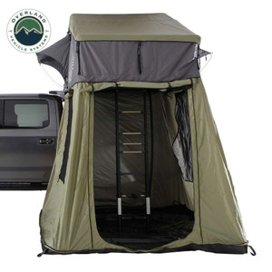 Overland Vehicle Systems Tent Annex 18539936 Nomadic; Attaches Using Zippers; Polyester Oxford Waterproof Material; Green Base with Black Floor; With Travel Cover