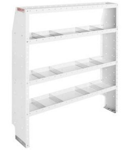 Weather Guard Van Storage Shelf Unit | 52x60x13-1/2 Inch | 4 Shelves, 16 Dividers, White Steel Weather Guard Van Storage Shelf Unit | 52x60x13-1/2 Inch | 4 Shelves, 16 Dividers, White Steel